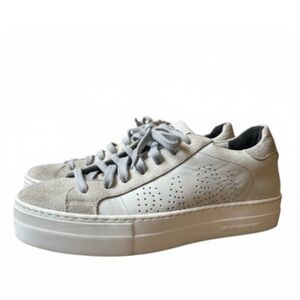 P448 “Thea” Platform Sneaker in Coyote White Suede And Leather Size 39